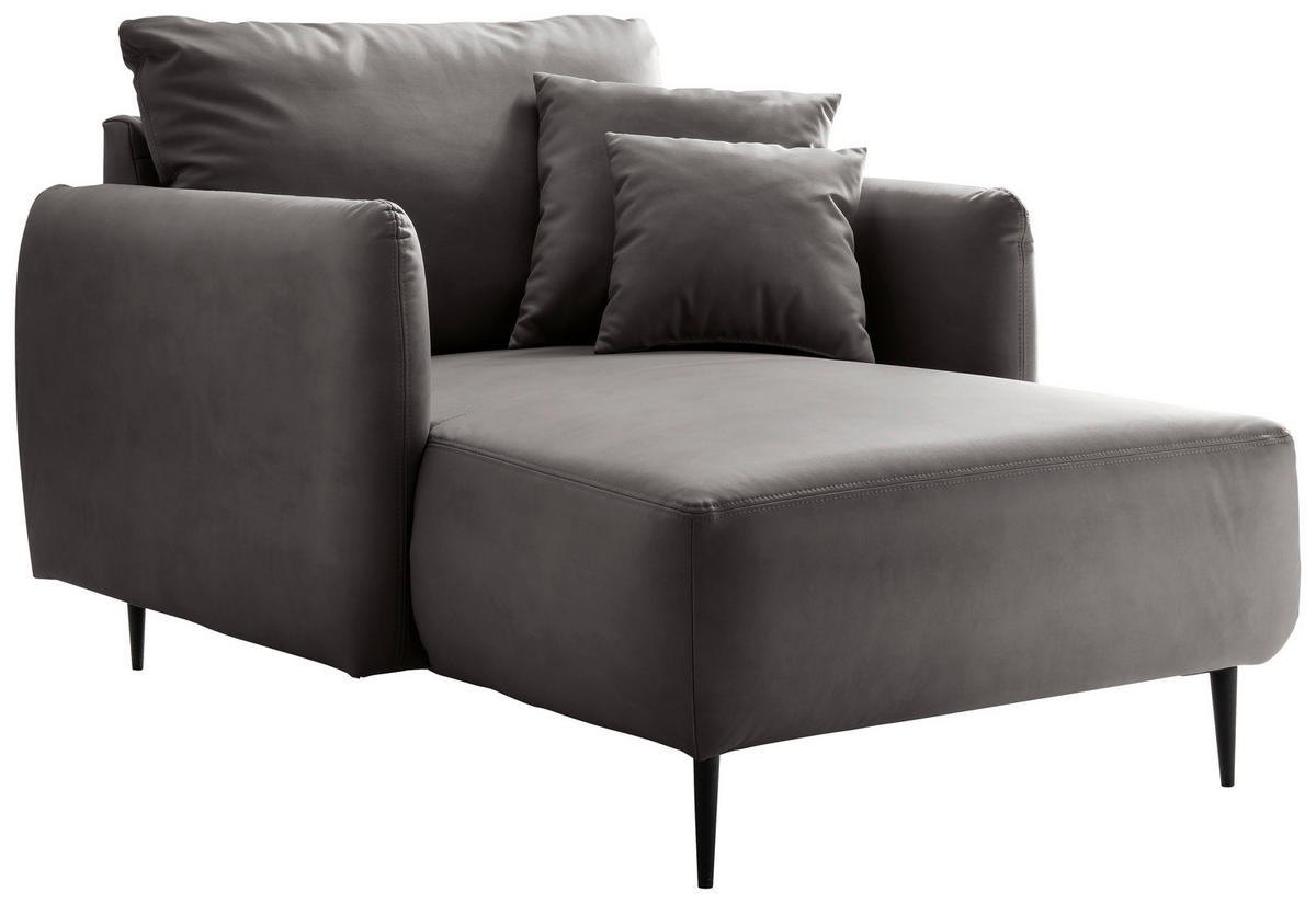 XXL-SESSEL Lederlook Anthrazit    - Anthrazit/Schwarz, Design, Textil/Metall (112/95/158cm) - Livetastic