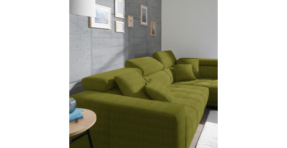 ECKSOFA in Mikrofaser Hellgrün  - Chromfarben/Hellgrün, Design, Textil/Metall (301/207cm) - Xora