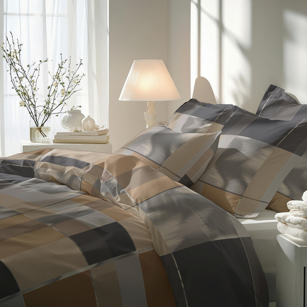 BETTWÄSCHE 2-teilig Satin 140/200 cm  - Beige, Design, Textil (140/200cm) - Florella