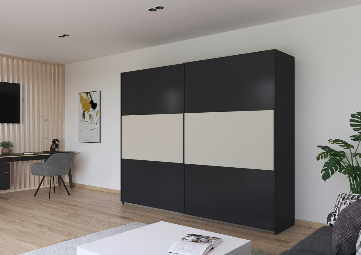 SCHWEBETÜRENSCHRANK 261/210/59 cm 2-türig Grau, Alufarben, Champagner  - Champagner/Alufarben, MODERN, Holzwerkstoff/Metall (261/210/59cm) - Rauch Möbel