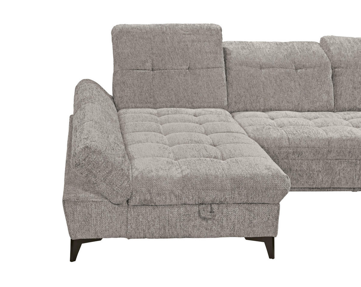 WOHNLANDSCHAFT MERCY Taupe Mikrovelours  - Taupe/Schwarz, MODERN, Kunststoff/Textil (169/348/245cm) - MID.YOU