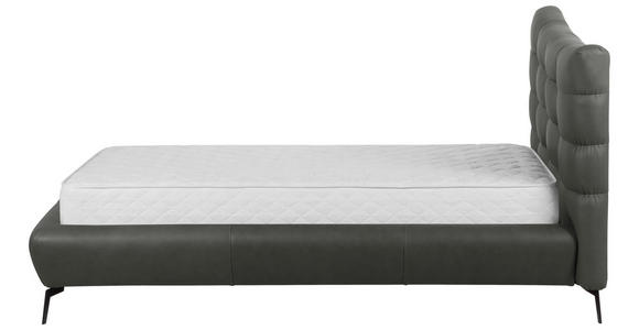 POLSTERBETT 180/200 cm,  in Dunkelgrau, gepolstertes Kopfteil,  - Dunkelgrau/Schwarz, Design, Leder/Metall (180/200cm) - Esposa
