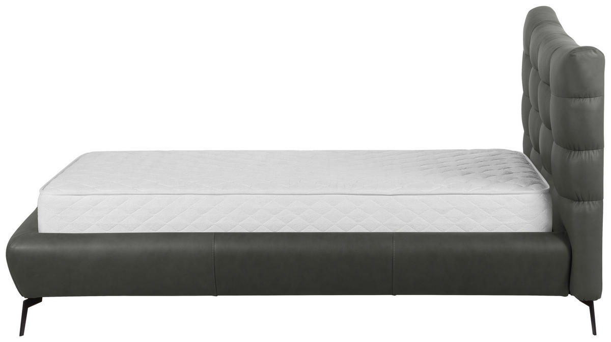 POLSTERBETT gepolstertes Kopfteil Dunkelgrau 180/200 cm  - Dunkelgrau/Schwarz, Design, Leder/Metall (180/200cm) - Esposa