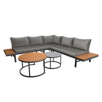 LOUNGEGARNITUR Akazie massiv Stahl  - Grau, Design, Glas/Holz - Ambia Garden