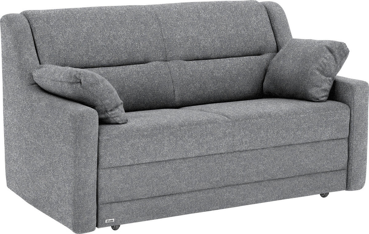 SCHLAFSOFA  in Mikrovelours Grau  - Schwarz/Grau, KONVENTIONELL, Kunststoff/Textil (152/88/91cm) - Sedda