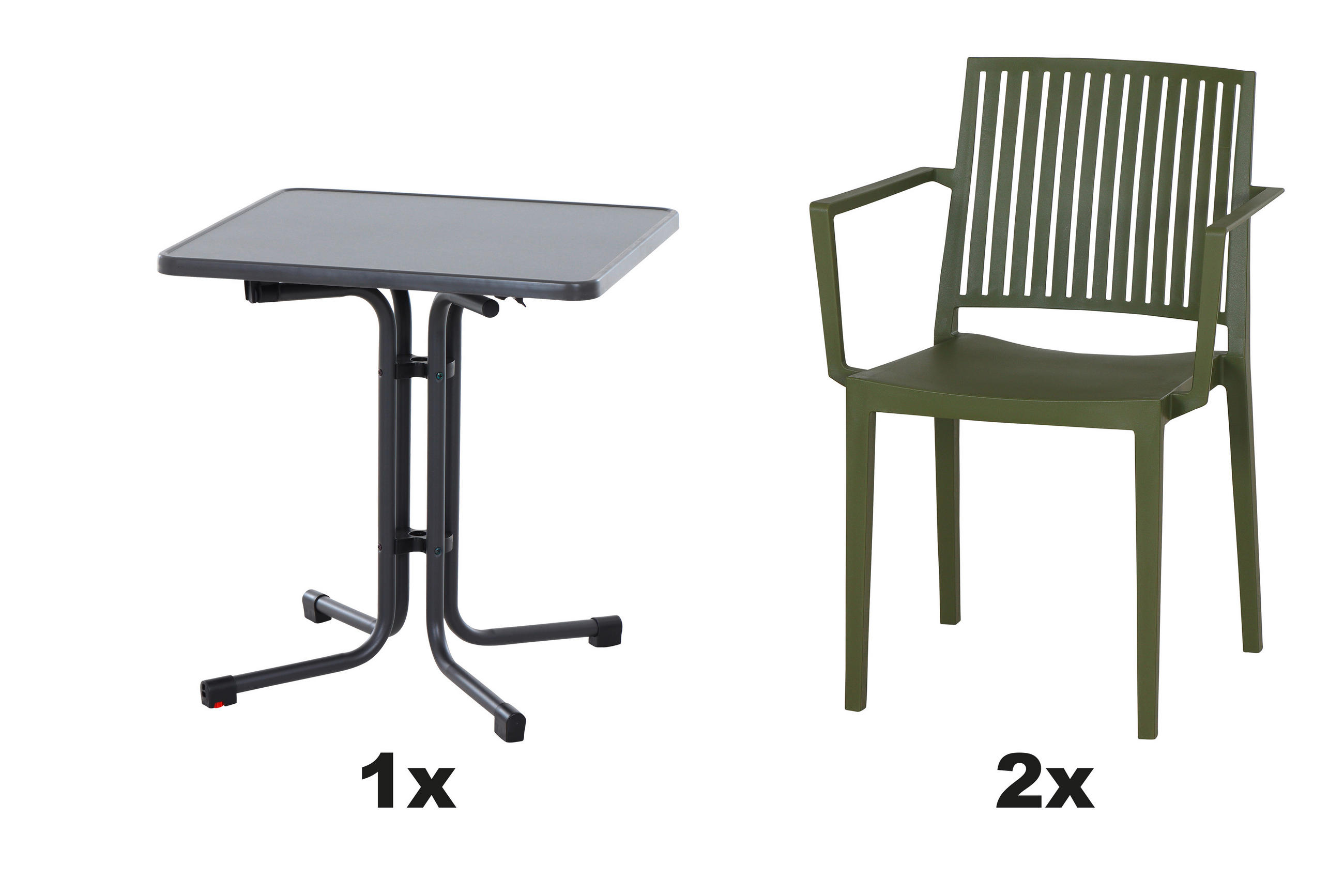GARTENGARNITUR 3-teilig  - Grün, Basics, Holzwerkstoff/Kunststoff (70/80/70cm) - Siena Garden
