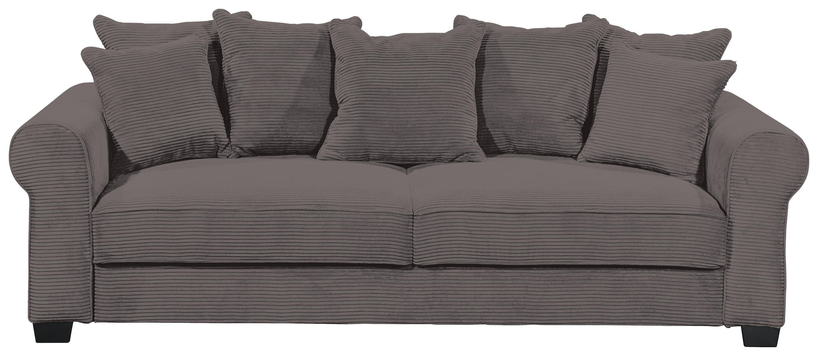 SCHLAFSOFA Cord Dunkelgrau  inkl. Zierkissen, Rückenkissen, Bettkasten, Schlaffunktion, Rücken echt, Liegefläche im Originalstoff  - Dunkelgrau/Schwarz, KONVENTIONELL, Kunststoff/Textil (247/95/125cm) - Hom`in
