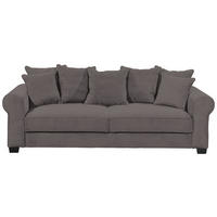 SCHLAFSOFA Cord Dunkelgrau  inkl. Zierkissen, Rückenkissen, Bettkasten, Schlaffunktion, Rücken echt, Liegefläche im Originalstoff  - Dunkelgrau/Schwarz, KONVENTIONELL, Kunststoff/Textil (247/95/125cm) - Hom`in