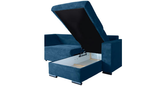 ECKSOFA  in Cord Blau  - Blau/Schwarz, KONVENTIONELL, Textil/Metall (258/168cm) - Carryhome