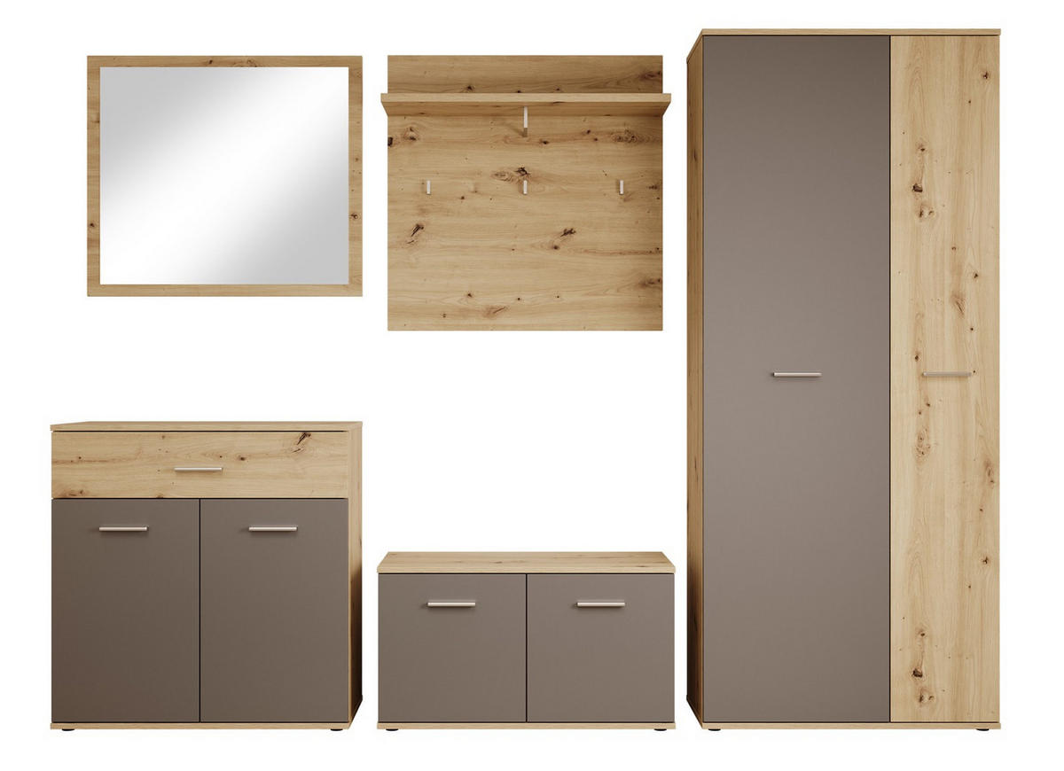 GARDEROBE - Anthrazit/Eiche Artisan, Design, Glas/Holzwerkstoff (260/190/35cm) - MID.YOU