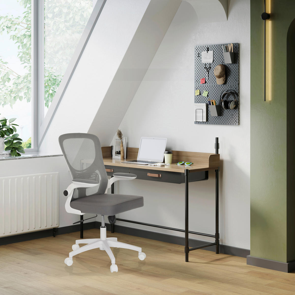 DREHSTUHL  in Grau  - Grauweiß/Weiß, MODERN, Kunststoff/Textil (60/95-105/54cm) - MID.YOU