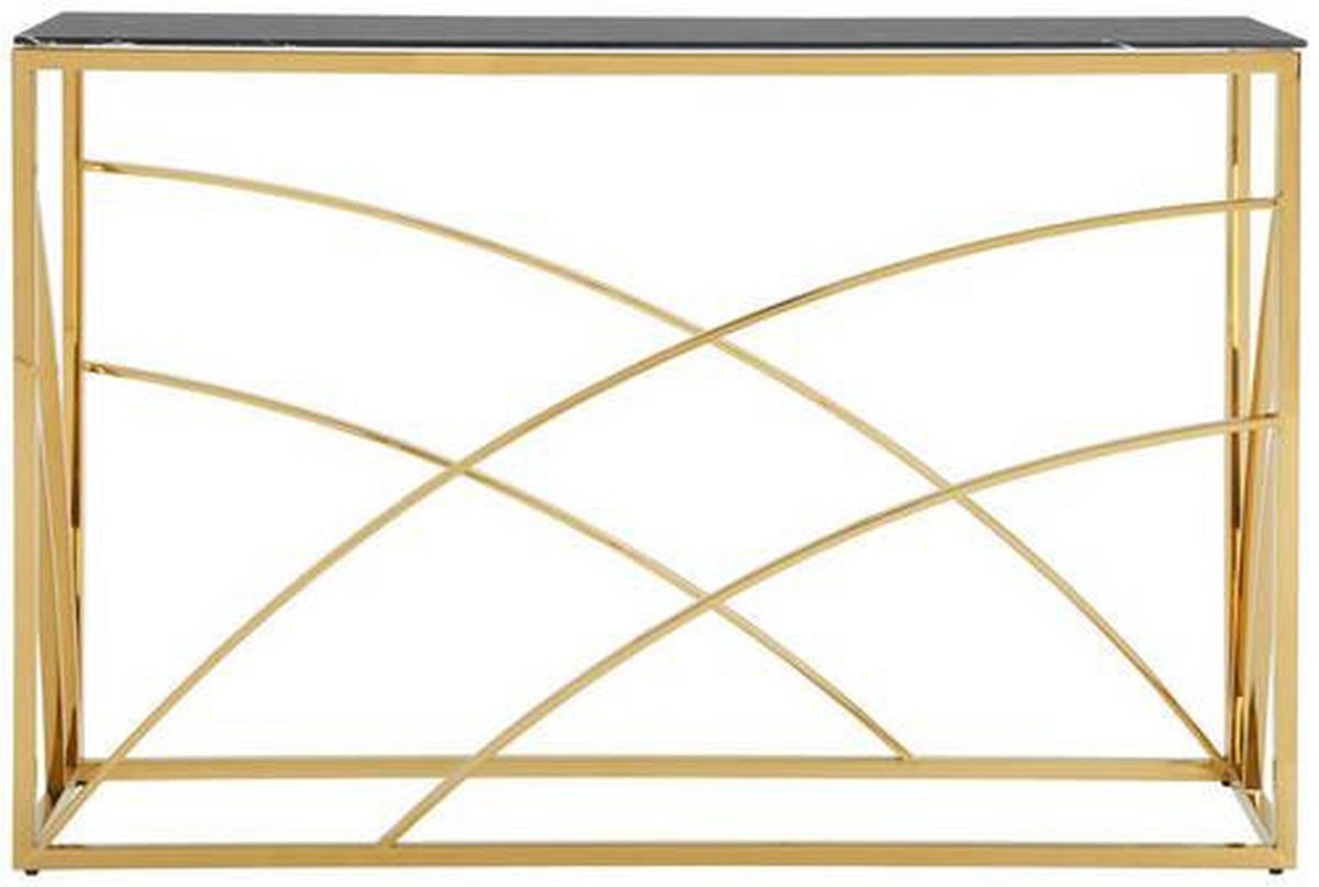 KONSOLENTISCH Goldfarben, Schwarz  - Goldfarben/Schwarz, Trend, Glas/Metall (120/40/78cm) - Xora
