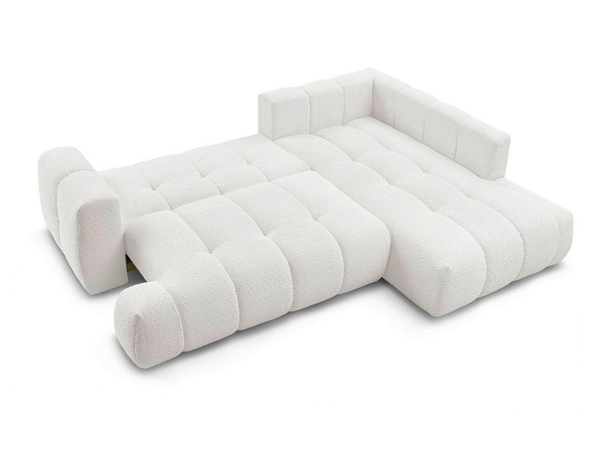 ECKSCHLAFSOFA FUJI Bouclé Weiß  inkl.  - Schwarz/Weiß, MODERN, Kunststoff/Textil (282/204cm)