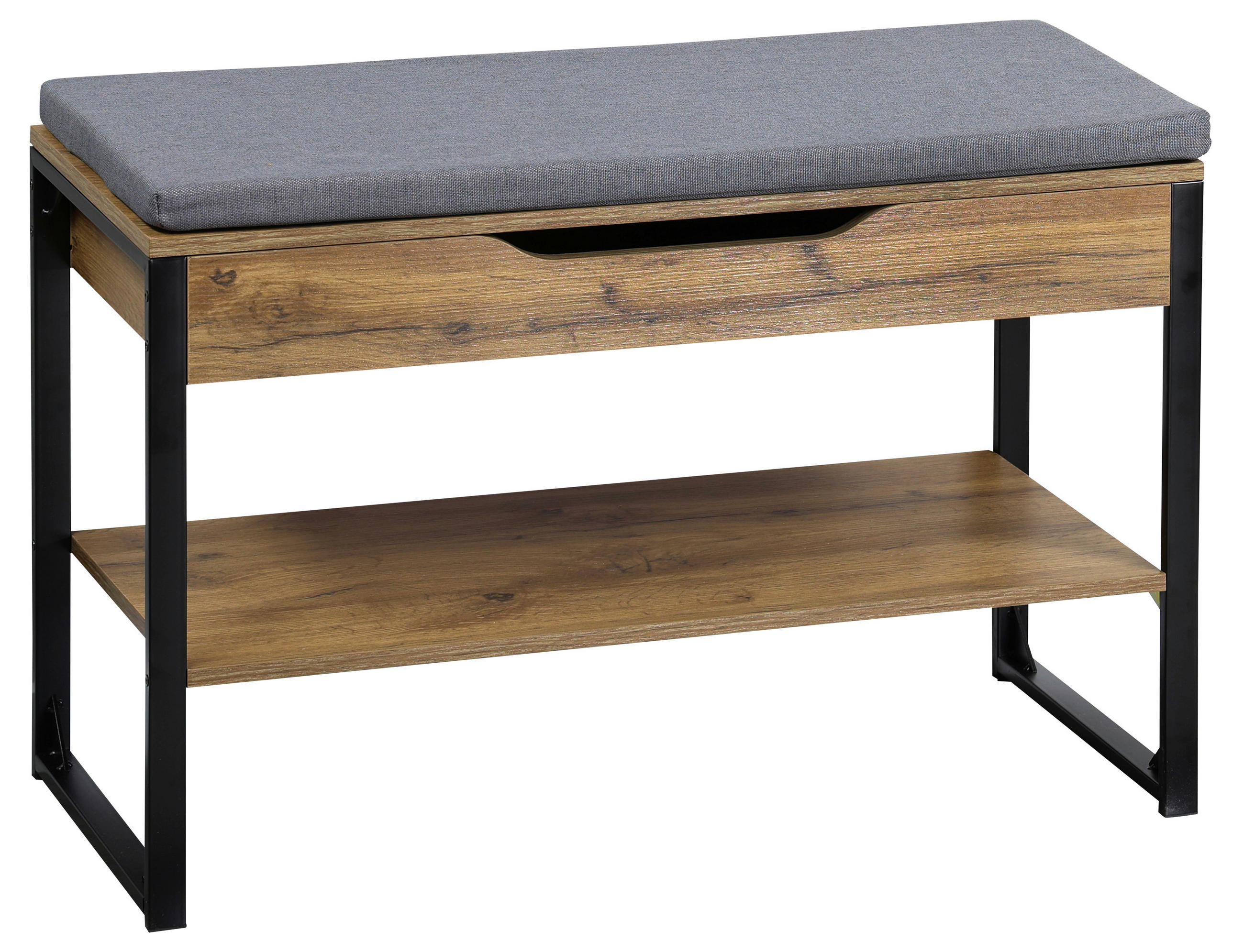 ELŐSZOBAPAD 70/48/30 cm  - fekete/vad tölgy, Basics, természetes anyagok/fém (70/48/30cm)