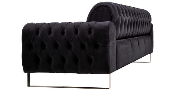 3-SITZER-SOFA  in Velours Schwarz  - Goldfarben/Schwarz, KONVENTIONELL, Textil/Metall (264/90/97cm) - Carryhome
