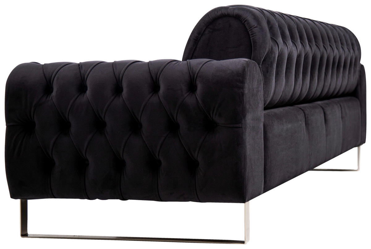 3-SITZER-SOFA  in Velours Schwarz  - Goldfarben/Schwarz, KONVENTIONELL, Textil/Metall (264/90/97cm) - Carryhome