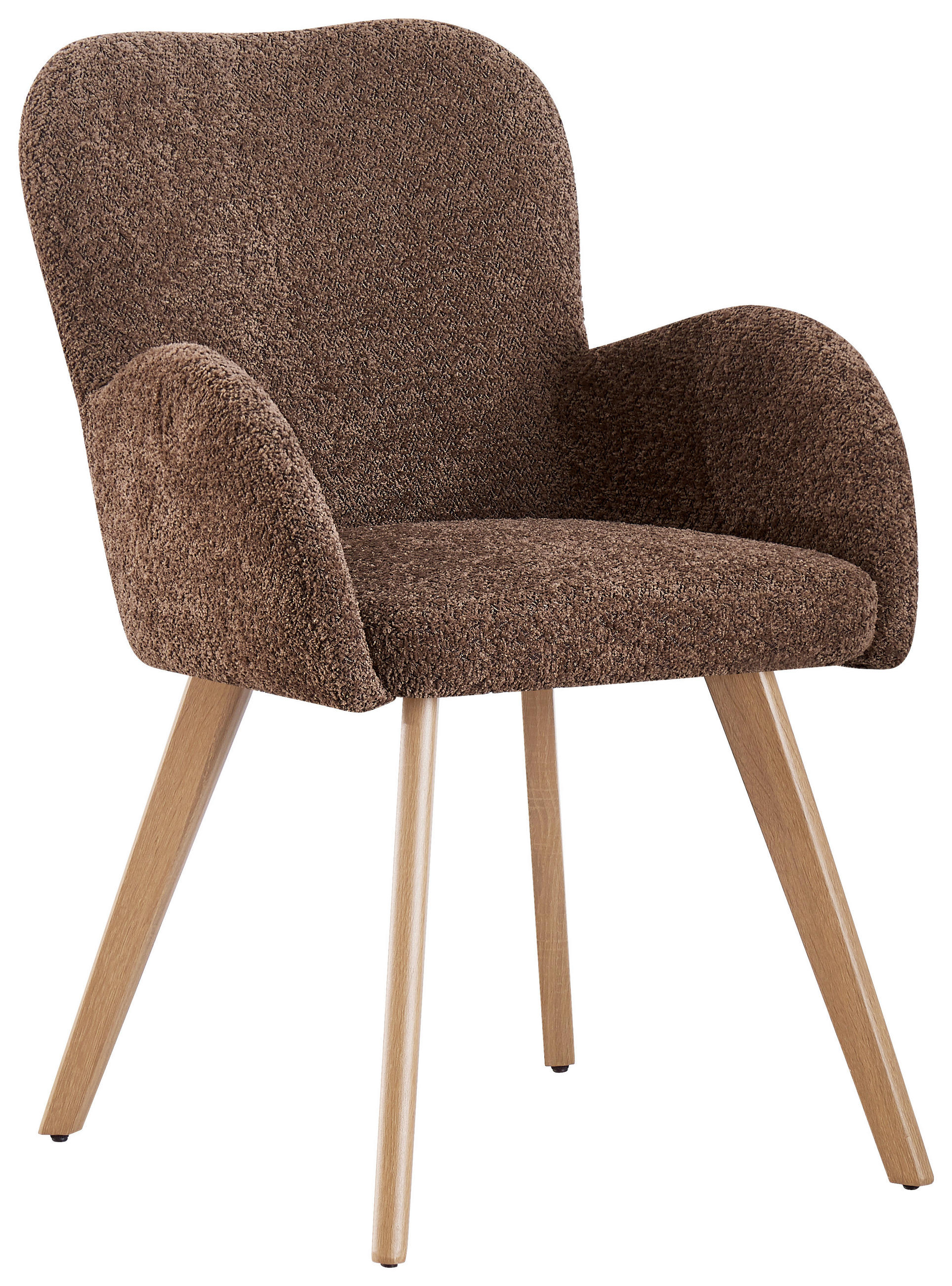 ARMLEHNSTUHL  in Bouclé, Teddystoff  - Eichefarben/Braun, MODERN, Holz/Textil (57/85/63cm) - MID.YOU