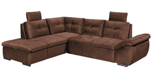 ECKSOFA in Mikrovelours Kupferfarben - Schwarz/Kupferfarben, KONVENTIONELL, Kunststoff/Textil (217/265cm) - Carryhome