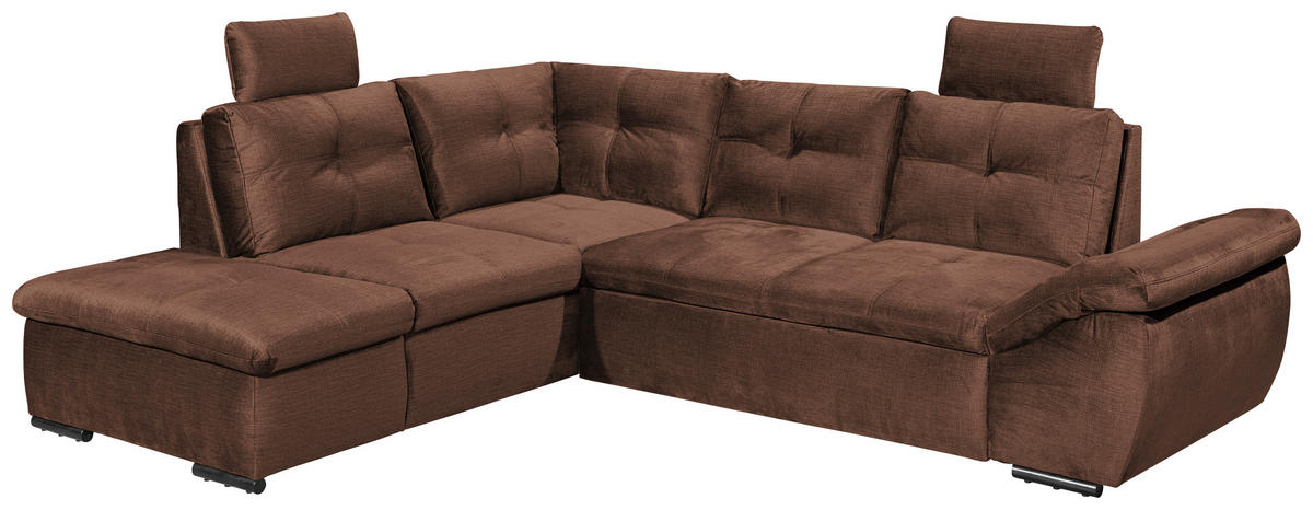 ECKSOFA Kupferfarben Mikrovelours  - Schwarz/Kupferfarben, KONVENTIONELL, Kunststoff/Textil (217/265cm) - Carryhome