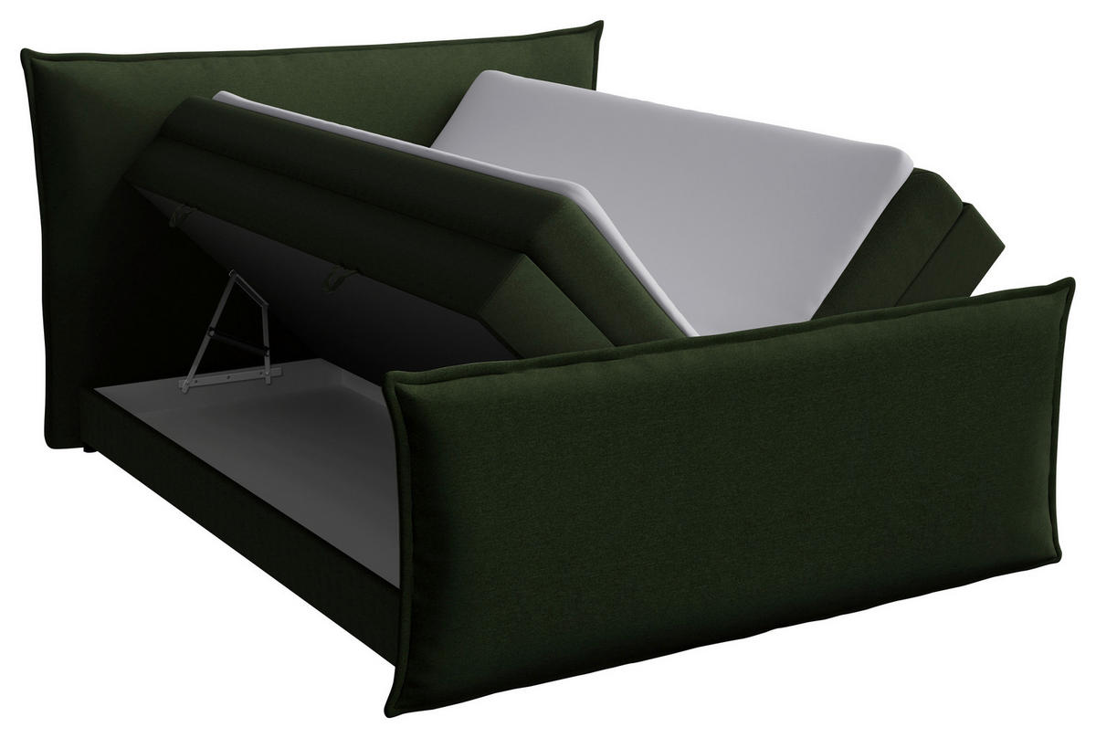 BOXSPRINGBETT 180/200 cm  in Grün  - Schwarz/Grün, MODERN, Textil (180/200cm) - MID.YOU