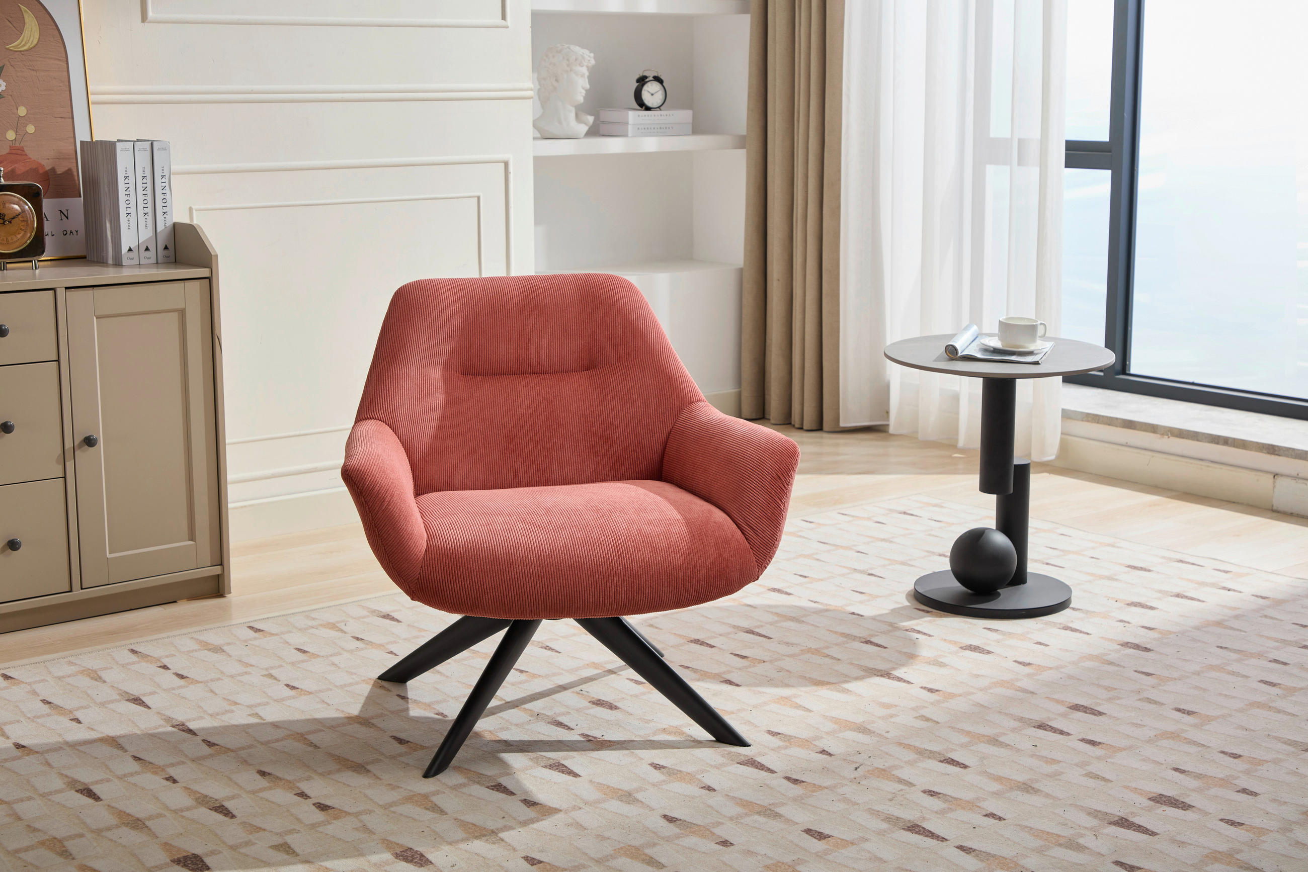 SESSEL Cord Bronzefarben    - Schwarz/Bronzefarben, MODERN, Textil/Metall (78/78/75cm) - MID.YOU