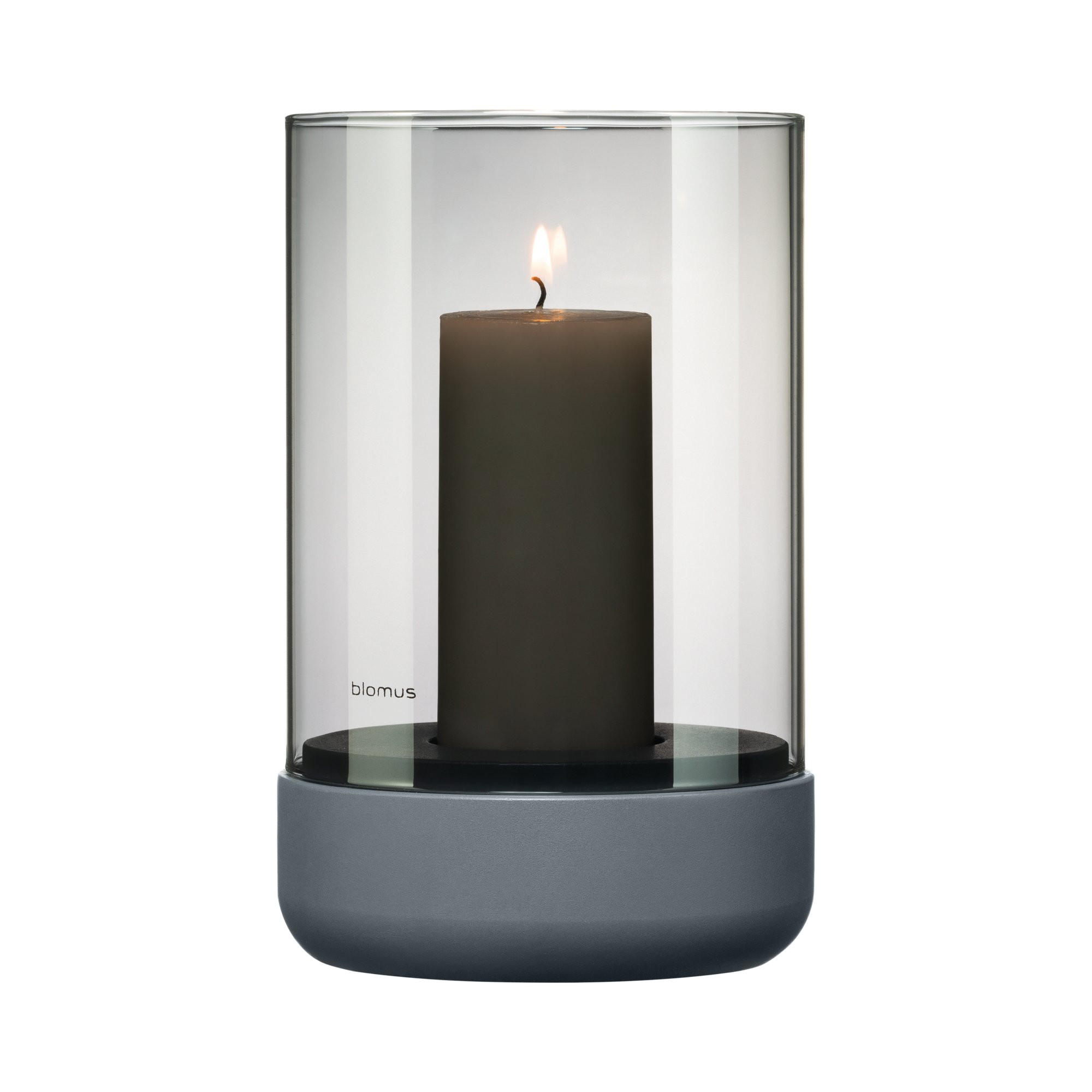 WINDLICHT Dunkelgrau 12/20 cm  - Dunkelgrau, Glas (12/20cm) - Blomus