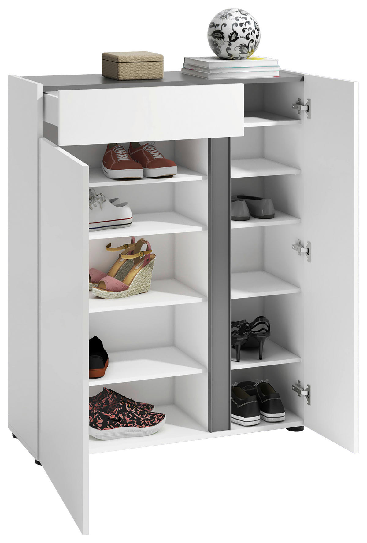 SCHUHSCHRANK  in 91/115/34 cm  - Anthrazit/Weiß, Design, Holzwerkstoff/Kunststoff (91/115/34cm) - Xora