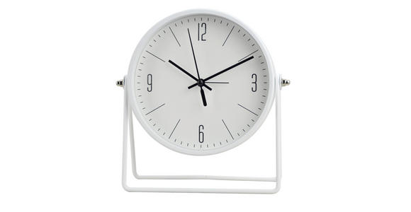 TISCHUHR Weiß 18/18,5/6,5 cm  - Weiß, Basics, Glas/Kunststoff (18/18,5/6,5cm) - Ambia Home