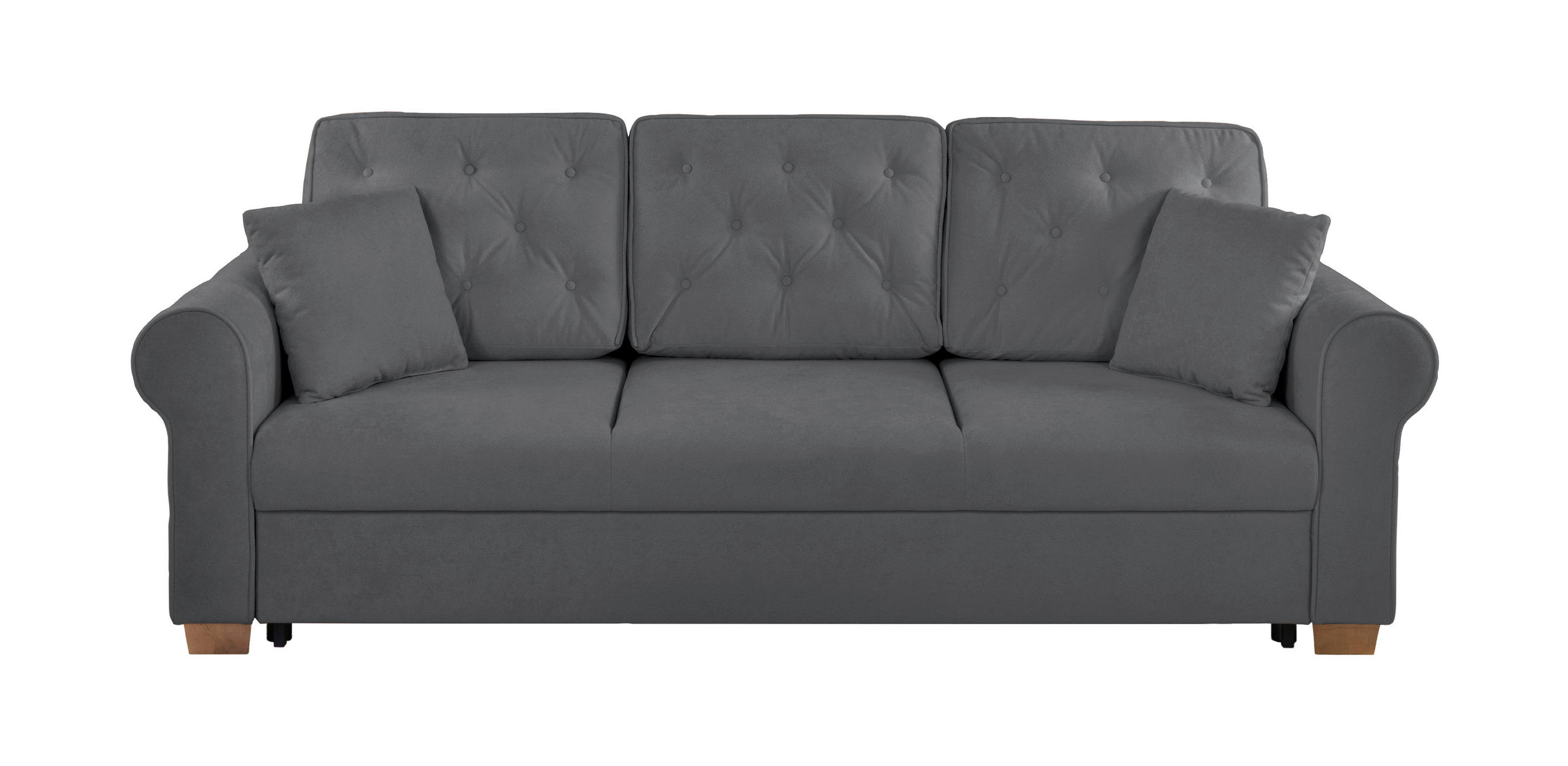 SCHLAFSOFA in Bouclé Dunkelgrau  - Dunkelgrau/Buchefarben, Design, Holz/Textil (240/94/98cm) - MID.YOU