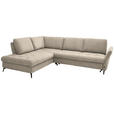 ECKSOFA in Chenille Beige  - Beige/Schwarz, Natur, Textil/Metall (233/288cm) - Valnatura