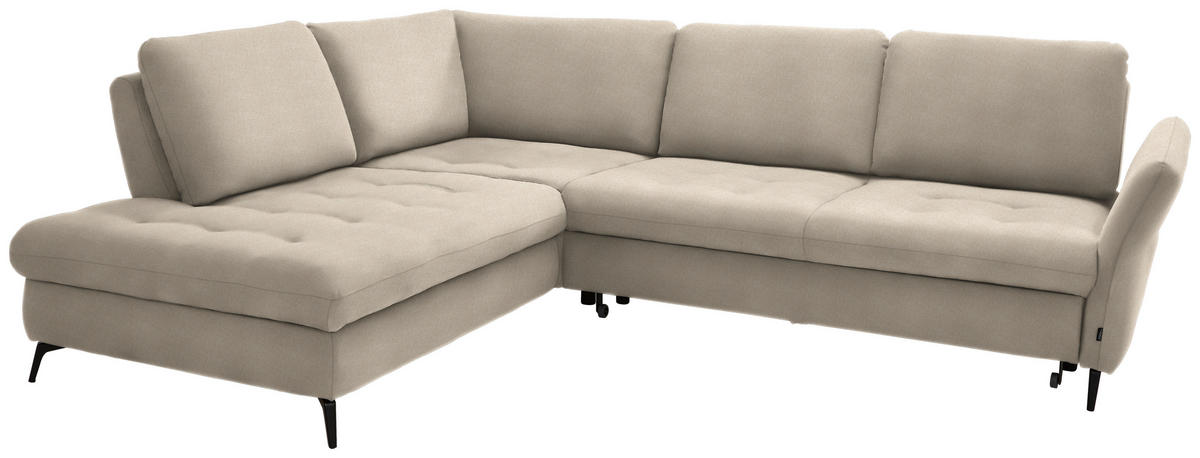 ECKSOFA in Chenille Beige  - Beige/Schwarz, Natur, Textil/Metall (233/288cm) - Valnatura