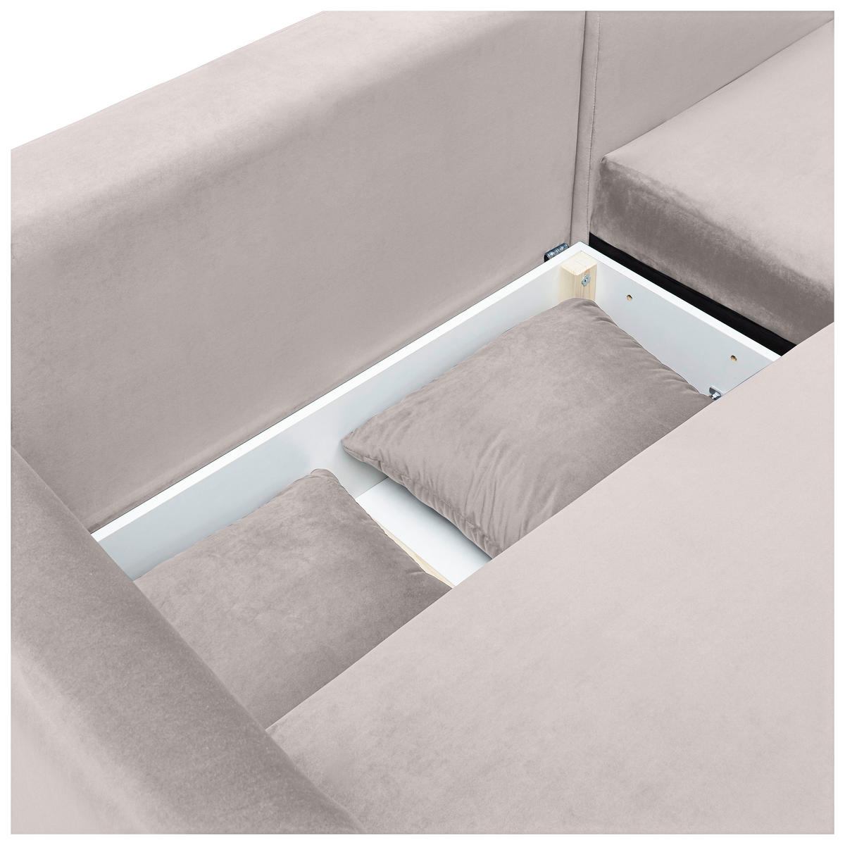 ECKSOFA in Velours Creme  235/165 cm  - Creme/Schwarz, Design, Holz/Textil (235/165cm) - Ti'me