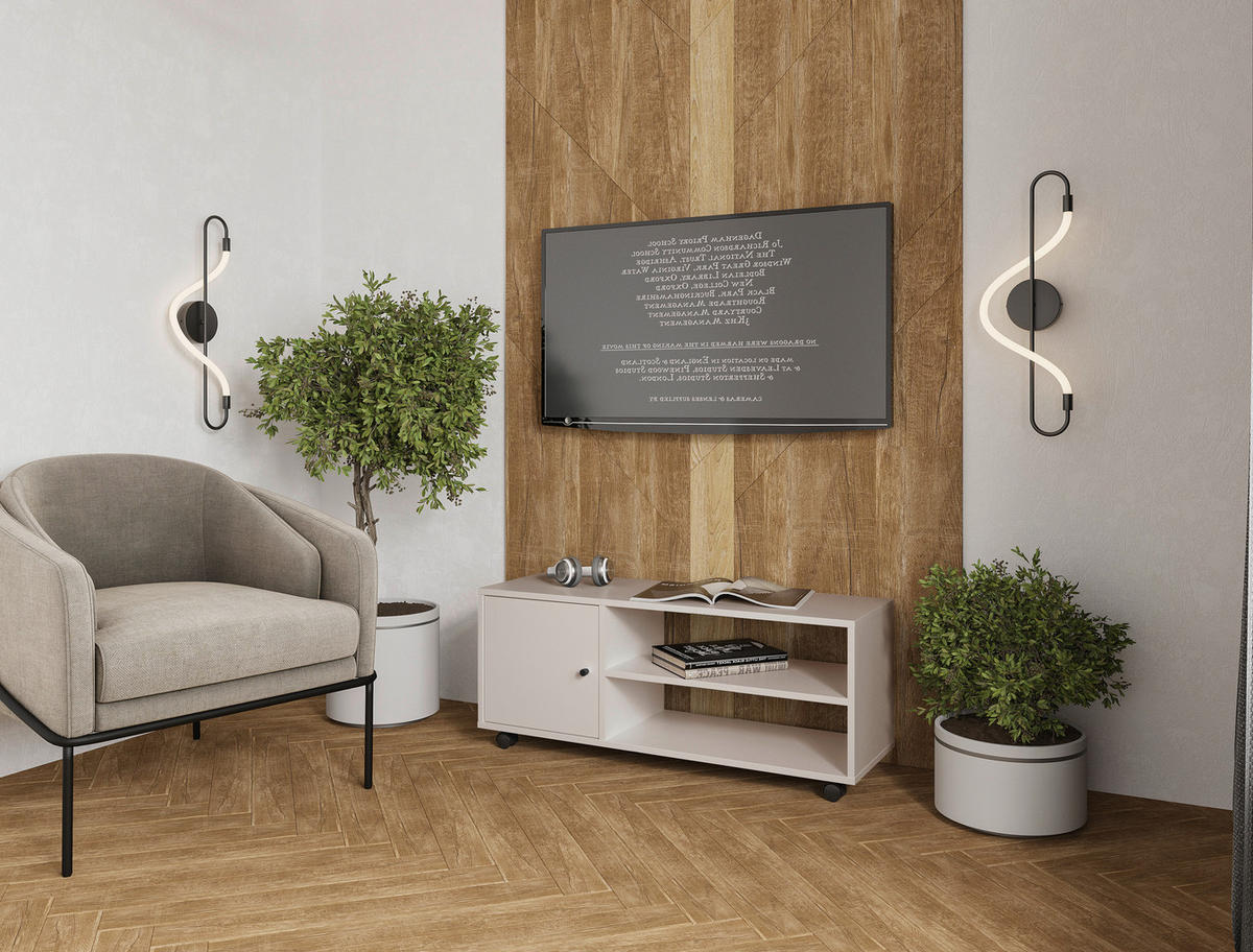 TV-ELEMENT - Kaschmir/Schwarz, Basics, Holzwerkstoff/Kunststoff (100/42/33,5cm) - Boxxx