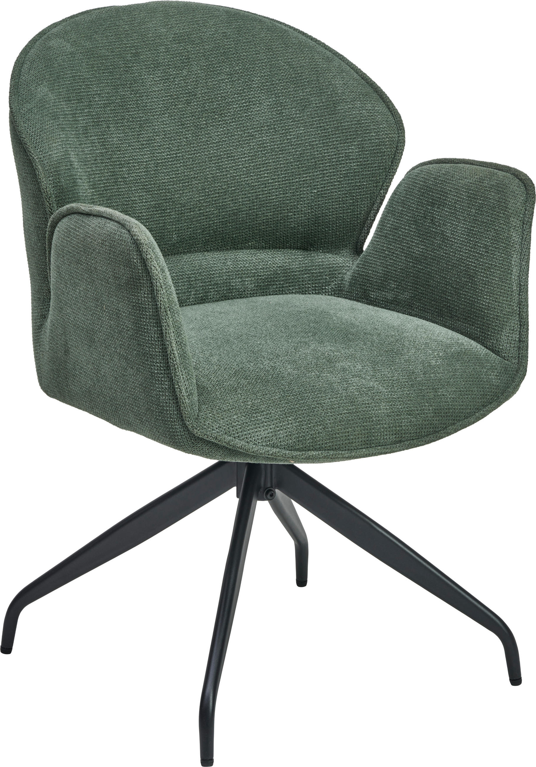 ARMLEHNSTUHL  Sitzfläche 360° drehbar Webstoff  - Schwarz/Grün, MODERN, Holz/Textil (60/86/61cm) - MID.YOU