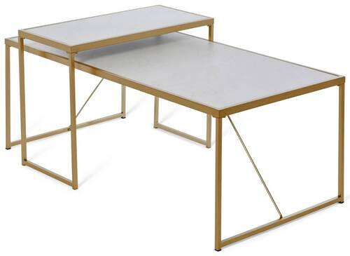 COUCHTISCHSET in Metall, Holzwerkstoff 120/70/52 cm - Goldfarben/Weiß, KONVENTIONELL, Holzwerkstoff/Metall (120/70/52cm) - Livetastic