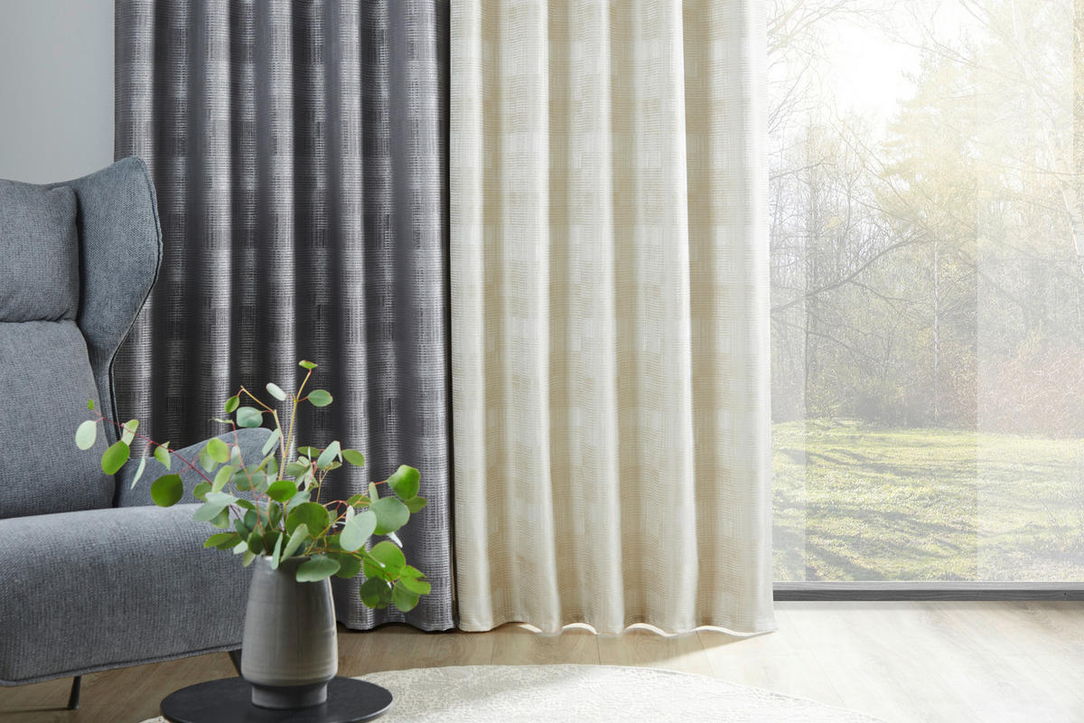 KÉSZFÜGGÖNY részben fényzáró  - natúr, Konventionell, textil (140/245cm) - Esposa