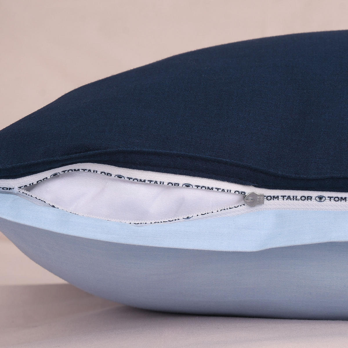 WENDEBETTWÄSCHE Satin 135/200 cm  - Dunkelblau/Hellblau, Basics, Textil (135/200cm) - Tom Tailor