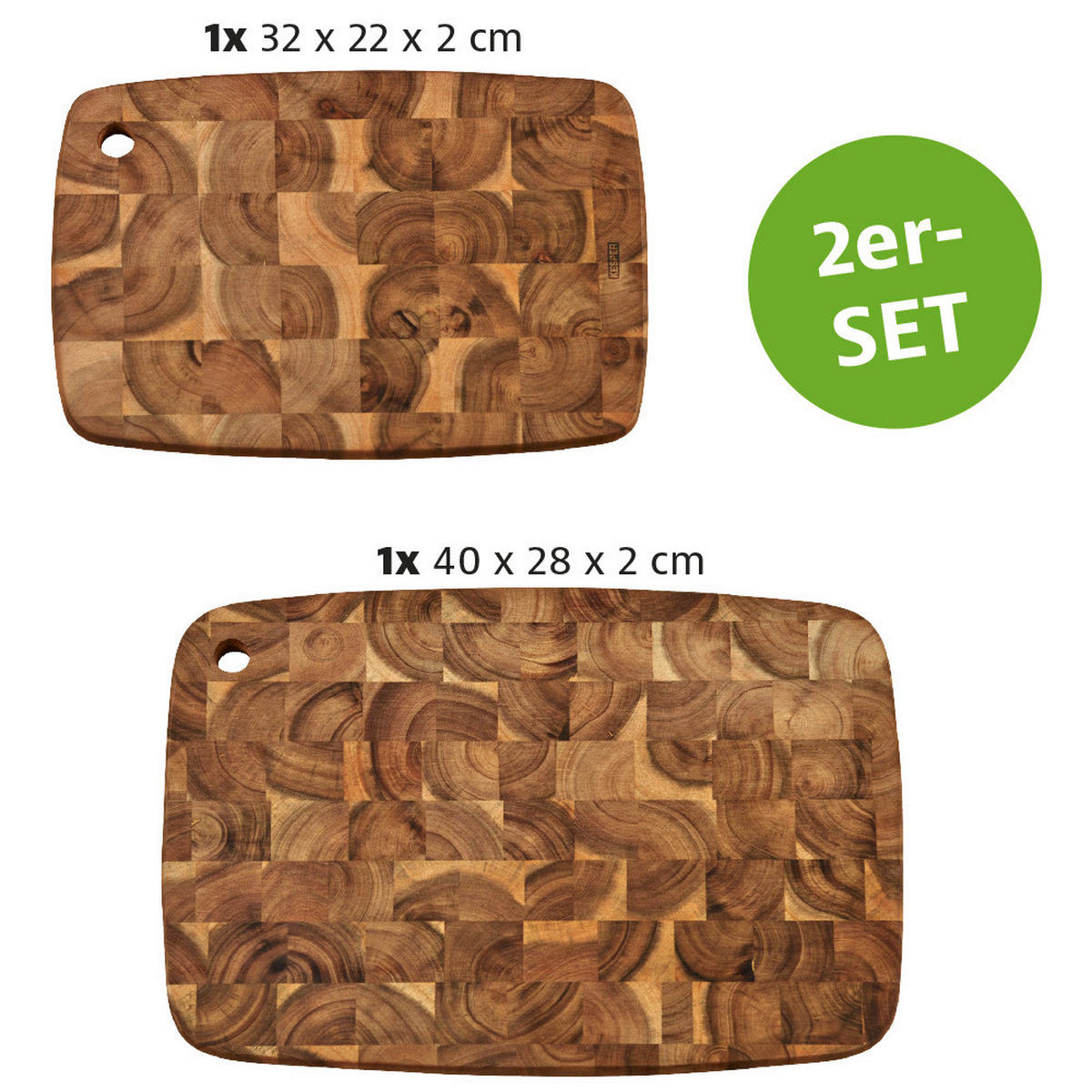 SCHNEIDEBRETT-SET 2-teilig     - Braun, Basics, Holz - Kesper