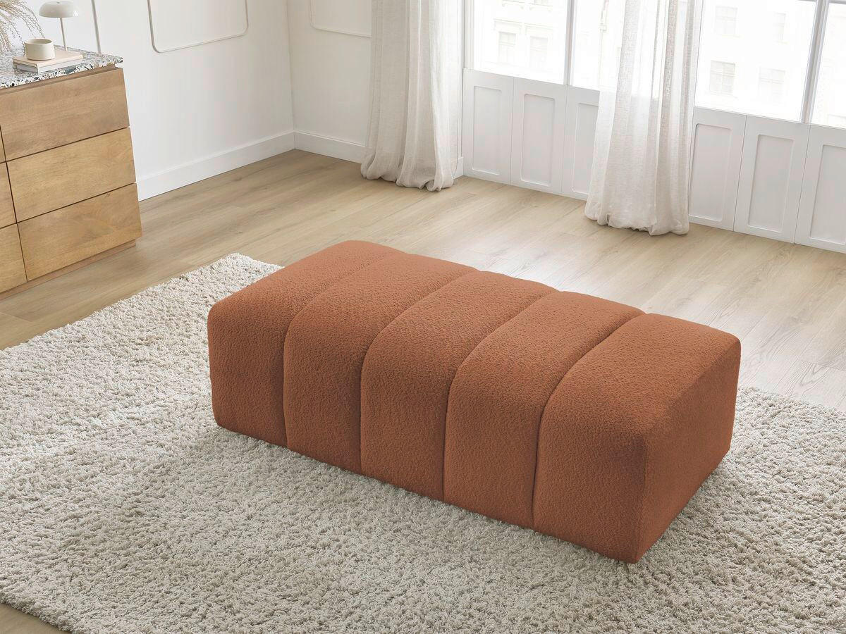 HOCKER ANNECY Bouclé Orange  - Schwarz/Orange, MODERN, Kunststoff/Textil (140/45/70cm)