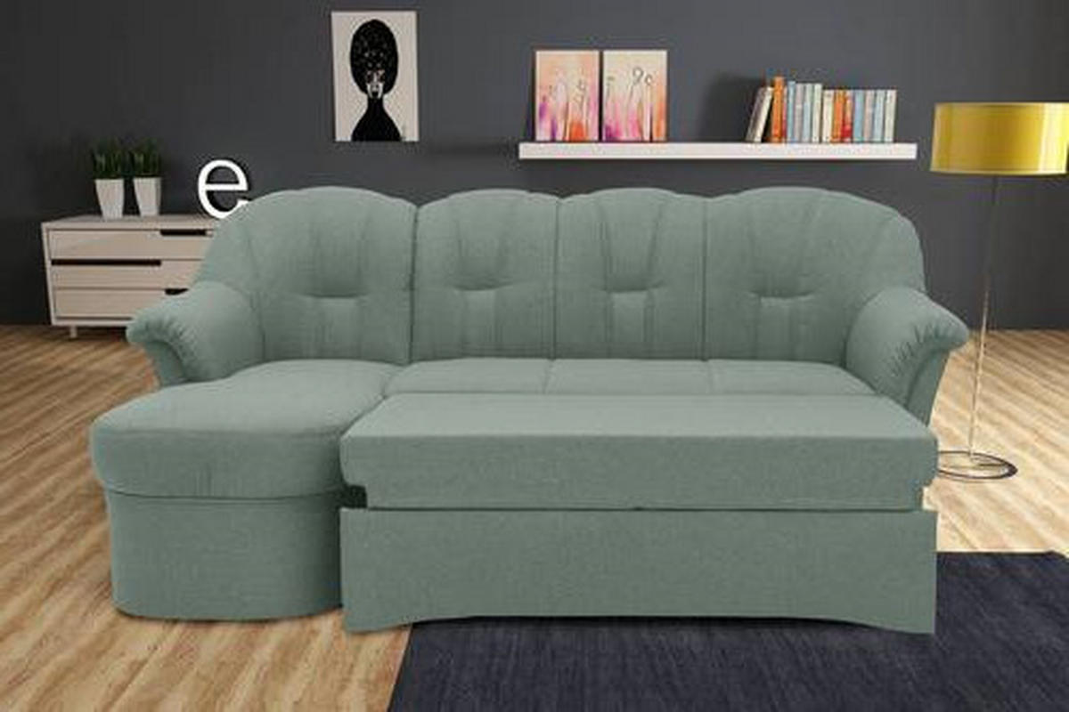ECKSCHLAFSOFA in Webstoff Hellblau  - Schwarz/Hellblau, KONVENTIONELL, Kunststoff/Textil (142/233cm) - MID.YOU