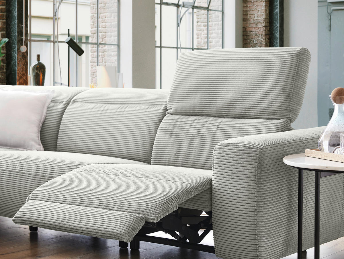 ECKSOFA in Cord Hellgrau  - Hellgrau/Schwarz, Design, Textil (223/290cm) - Pure Home Lifestyle
