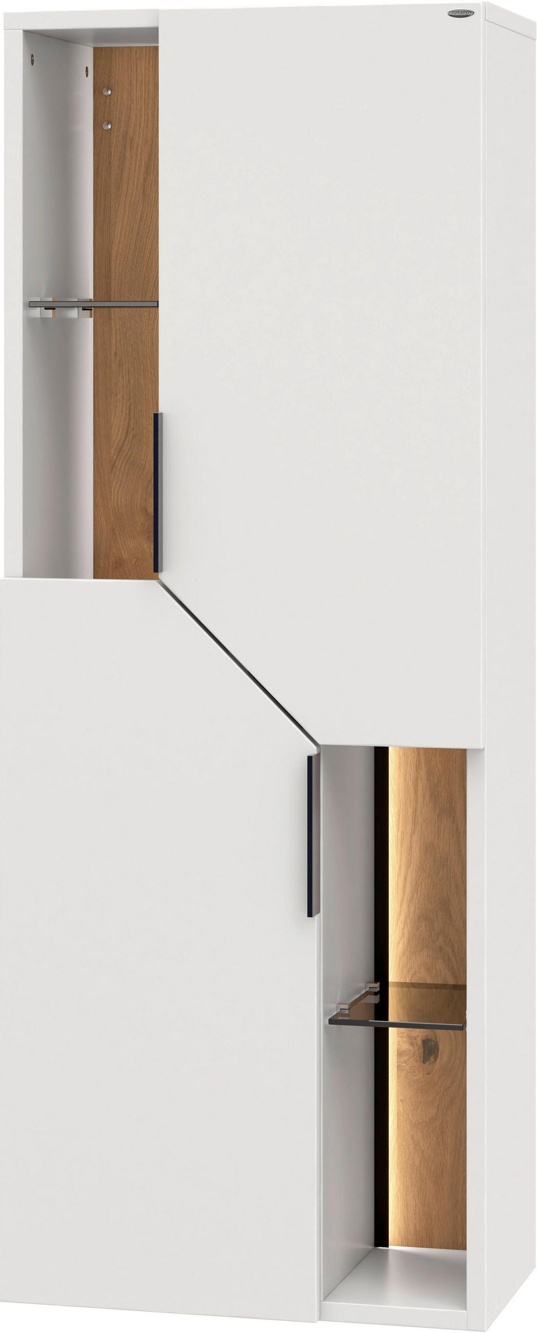 MIDISCHRANK 47/128/35 cm  - Eichefarben/Schwarz, LIFESTYLE, Glas/Holz (47/128/35cm) - Voglauer