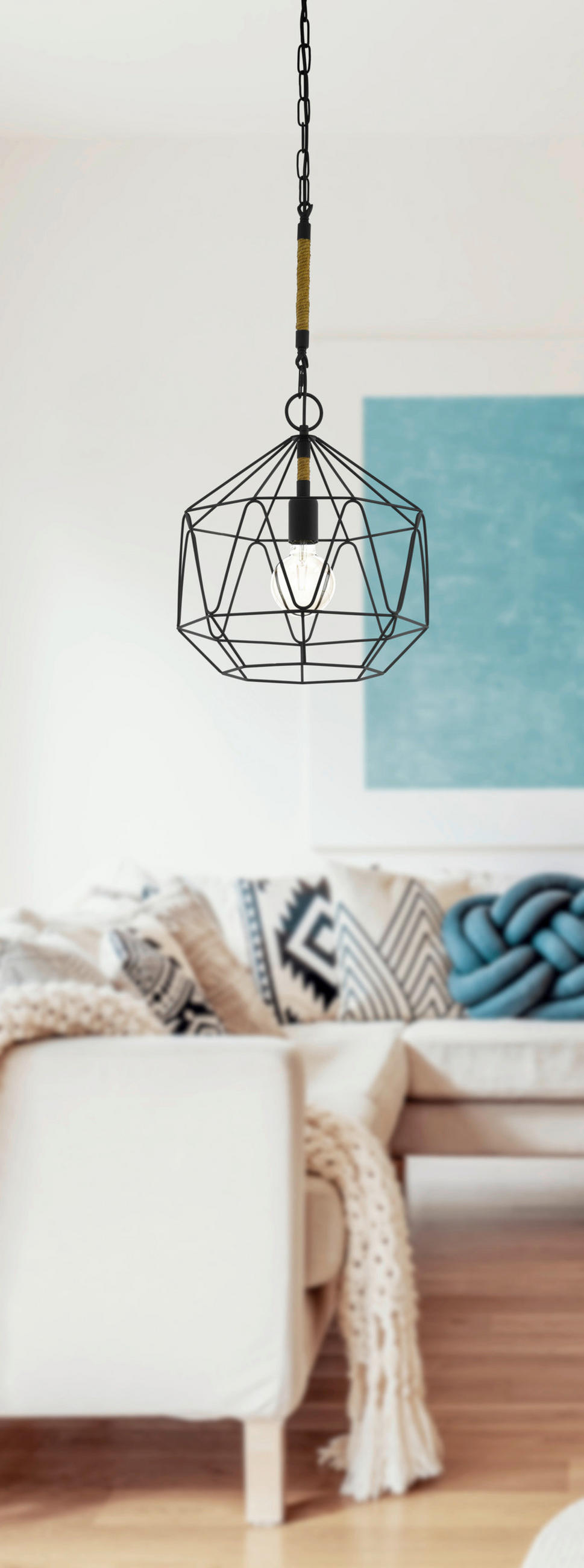 HÄNGELEUCHTE Cottingham 37/110 cm  - Schwarz, Design, Metall (37/110cm) - Eglo