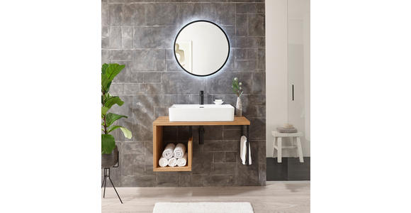 WASCHBECKENUNTERSCHRANK 90/45/47 cm  - Eichefarben/Schwarz, Natur, Holz/Metall (90/45/47cm) - Linea Natura