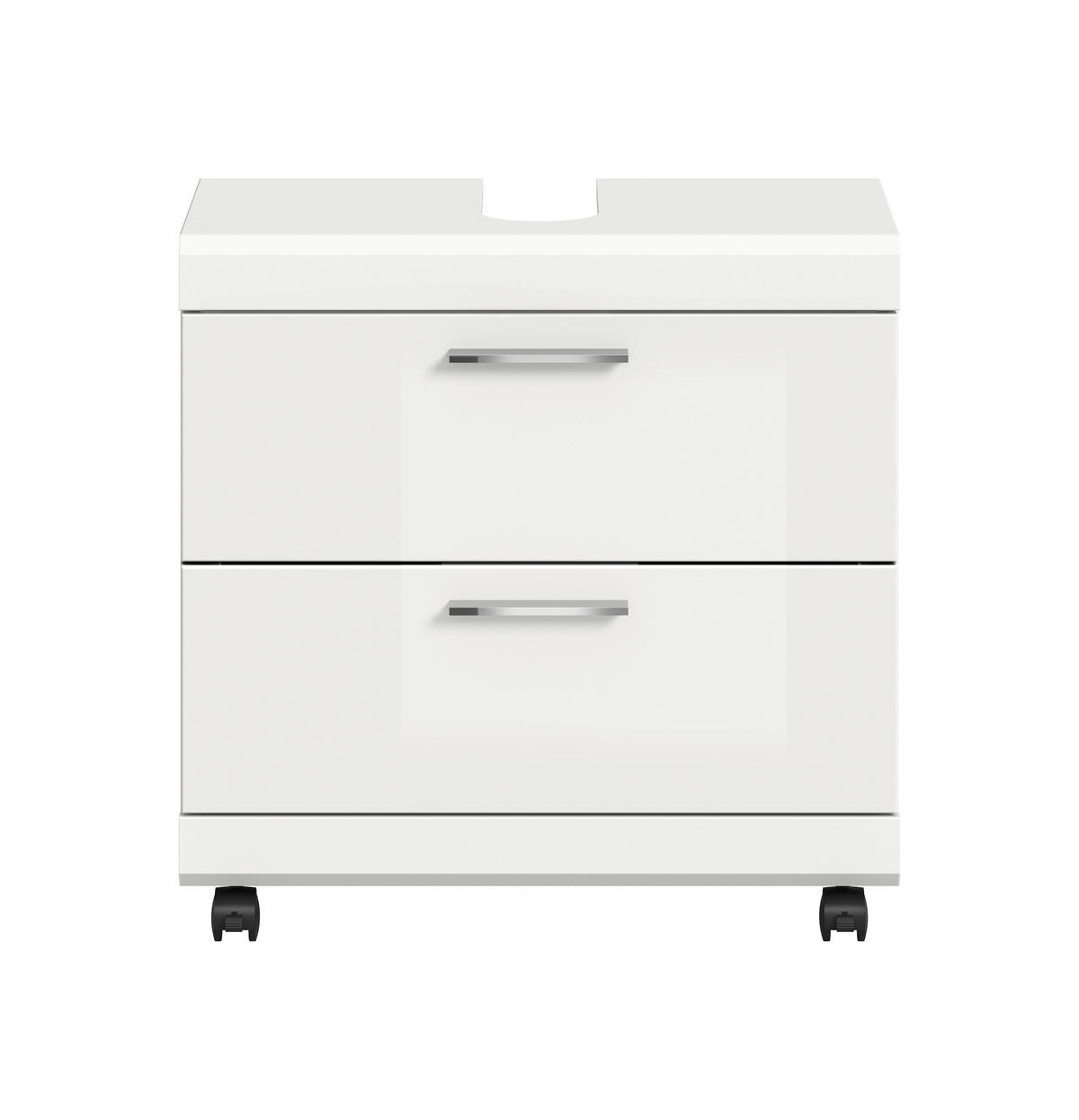 WASCHBECKENUNTERSCHRANK  - Weiß Hochglanz/Silberfarben, Trend, Holzwerkstoff/Kunststoff (60cm) - MID.YOU