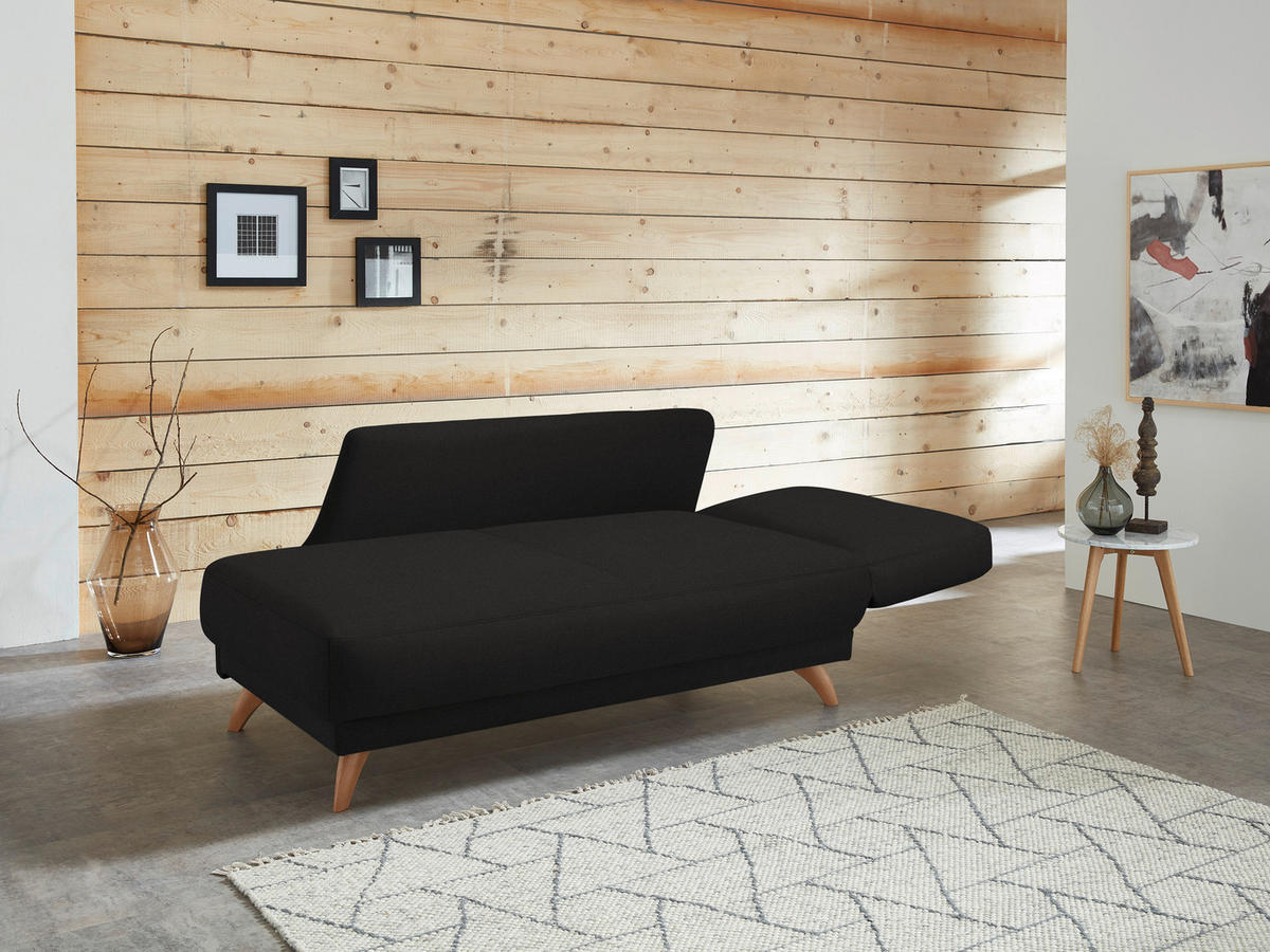 RÉCAMIERE in Flachgewebe Schwarz  - Schwarz, Design, Holz/Textil (205/87/94cm) - Bali