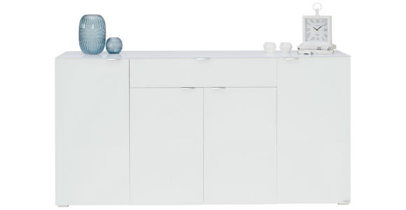 SIDEBOARD 180/92/42 cm in Weiß - Chromfarben/Weiß, Design, Glas/Holzwerkstoff (180/92/42cm) - Novel