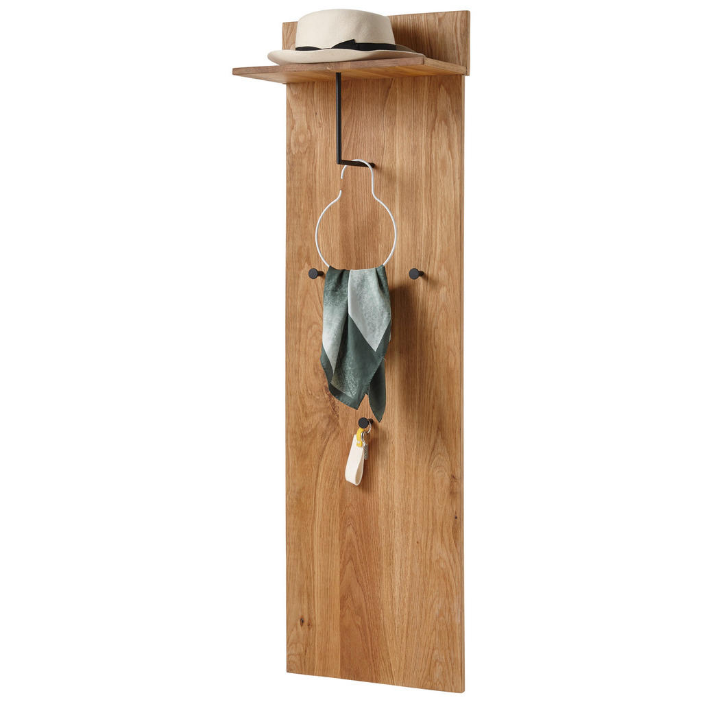 Thumbnail - Xxxl Garderobenpaneel Agra, Eiche, Holz, Eiche, massiv, 42x135x20 cm, Aufhängemöglichkeit, Hutablage, Garderobe, Gardero...