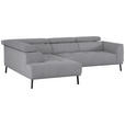 ECKSOFA in Feincord Grau  205/280 cm  - Schwarz/Grau, Design, Textil/Metall (205/280cm) - Xora