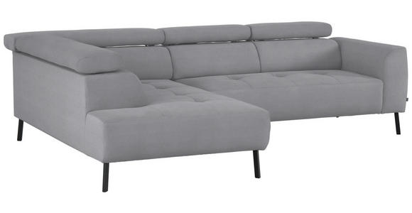 ECKSOFA in Feincord Grau  205/280 cm  - Schwarz/Grau, Design, Textil/Metall (205/280cm) - Xora